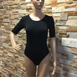 WOLFORD Black Opaque Natural Bahamas Short Sleeve Bodysuit